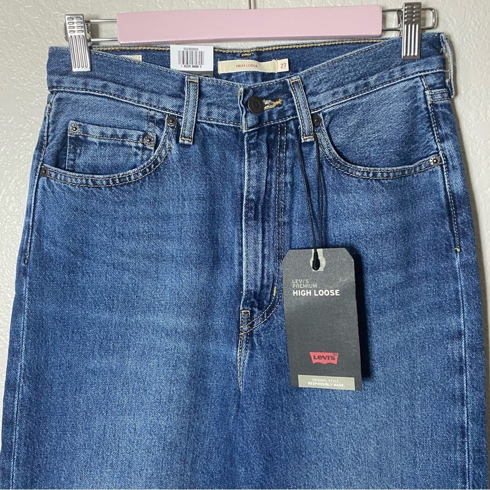 Levi’s High Loose Medium Dark Wash Jeans Wide Straight - Picture 3 of 9